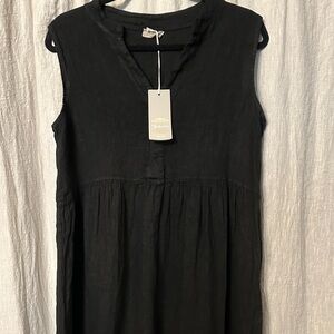 NWT Pure Linen Black Sleeveless Dress